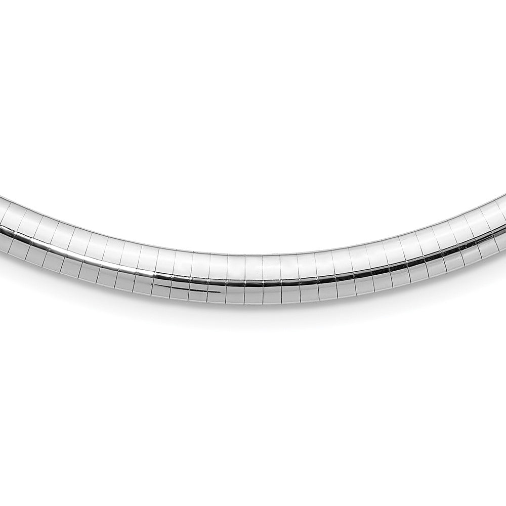 14k White Gold Polished Standard Weight Domed Omega Necklace