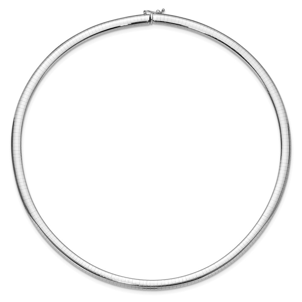 14k White Gold Domed Omega Necklace