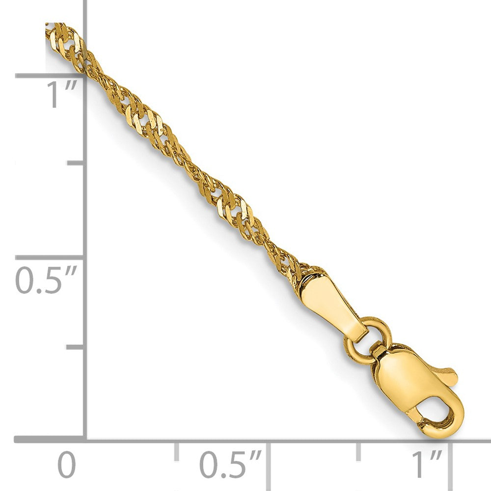 14K 8 inch 1.70mm Singapore with Lobster Clasp Chain