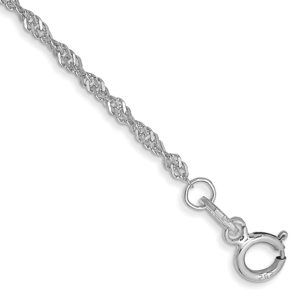 14K White Gold 8 inch 1.4mm Singapore with Spring Ring Clasp Chain