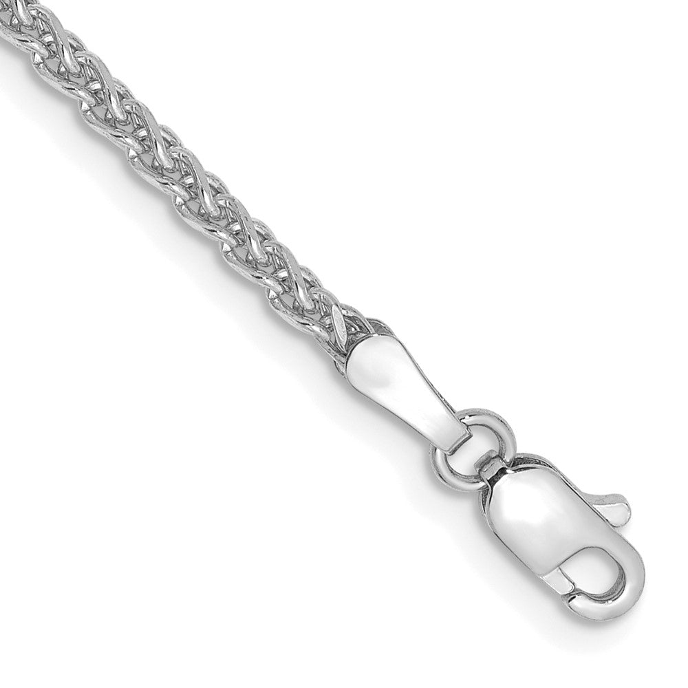 14K White Gold Diamond-cut Spiga with Lobster Clasp Bracelet