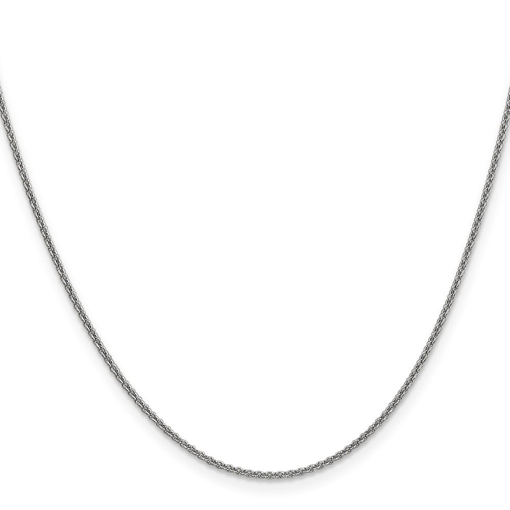 14K White Gold Round Open Link Cable with Lobster Clasp Chain