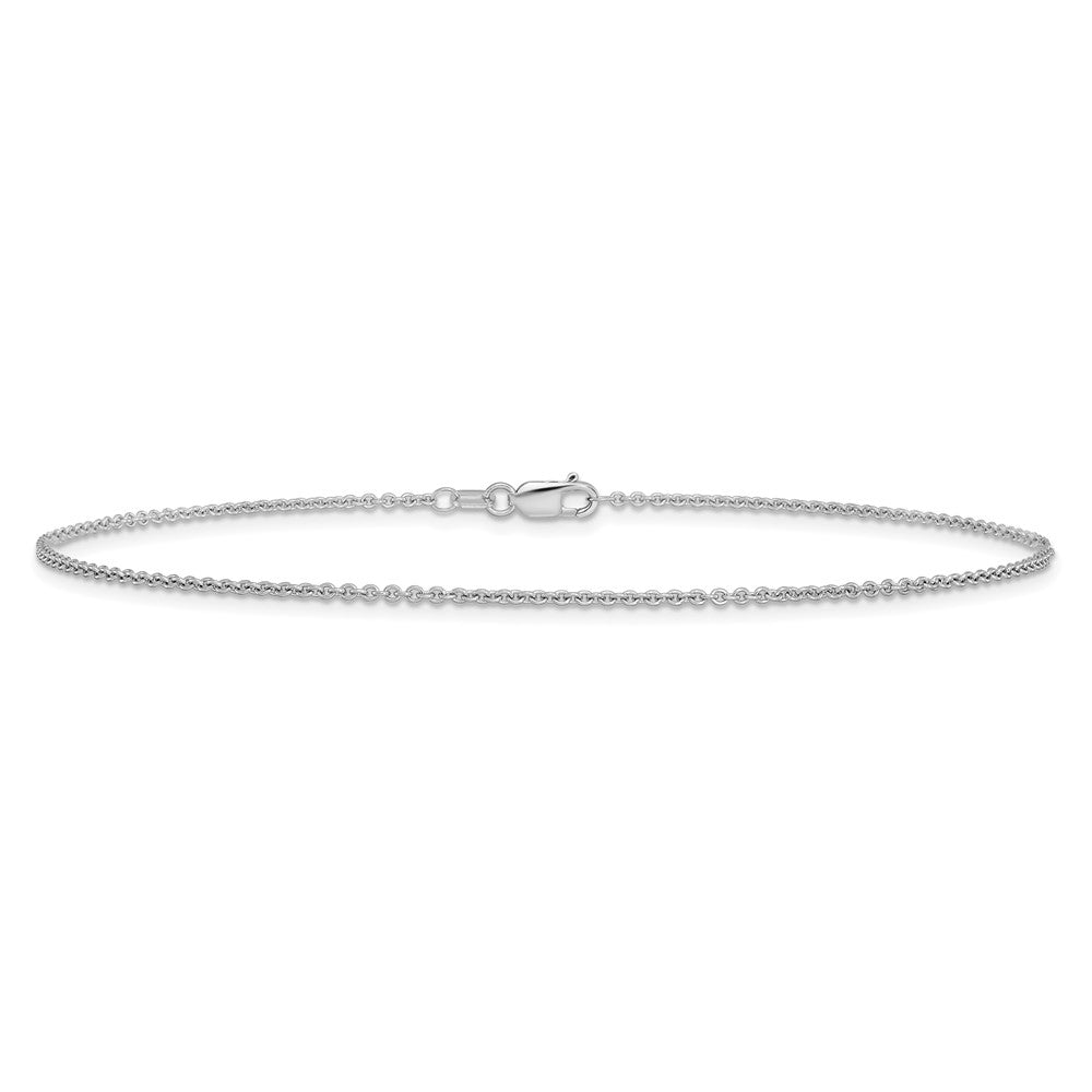 14K White Gold Round Open Link Cable with Lobster Clasp Anklet