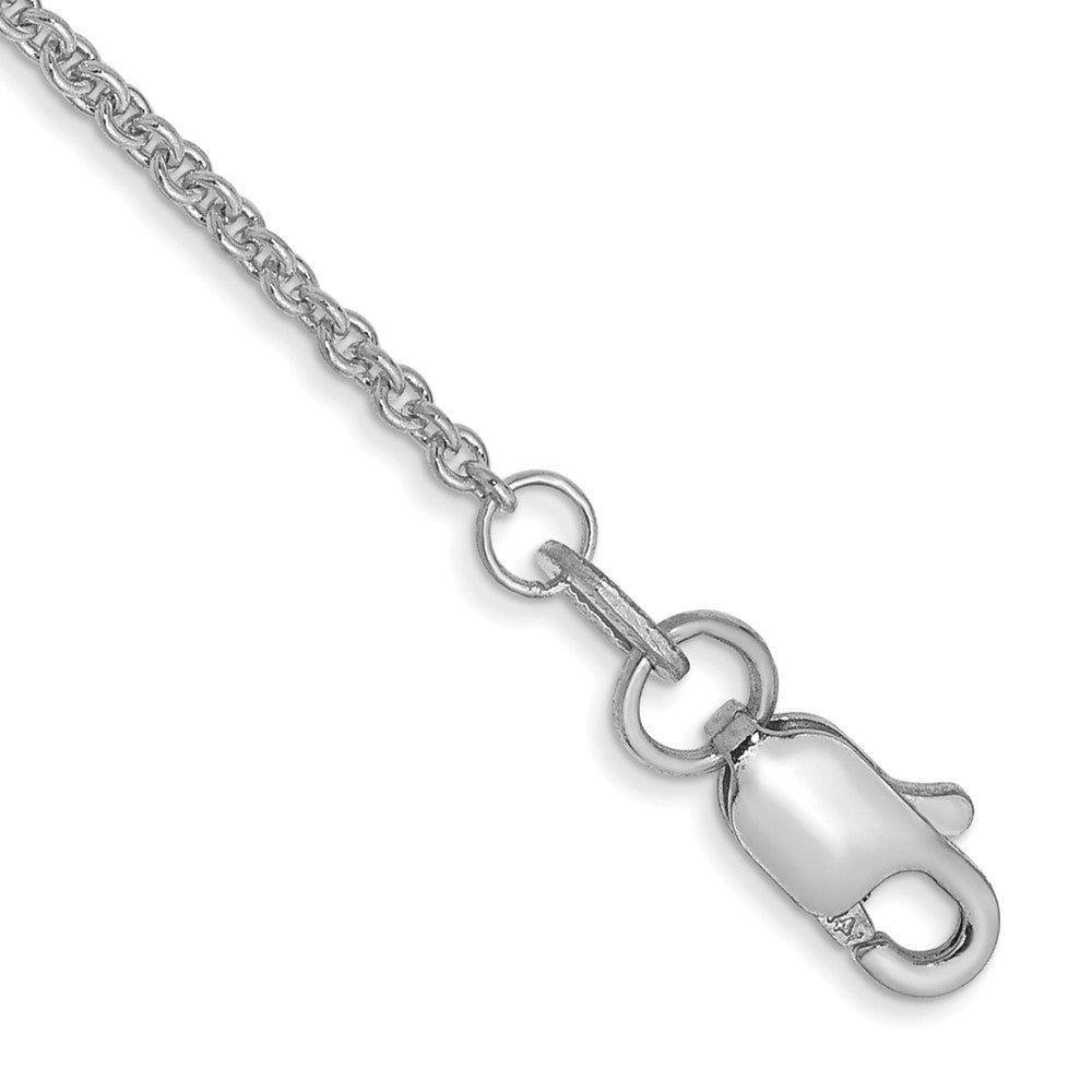 14K White Gold Round Open Link Cable with Lobster Clasp Anklet