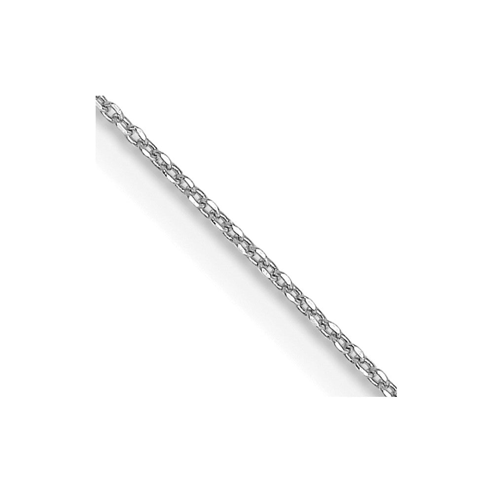 14K White Gold Diamond-cut Round Open Link Cable with Spring Ring Clasp Chain