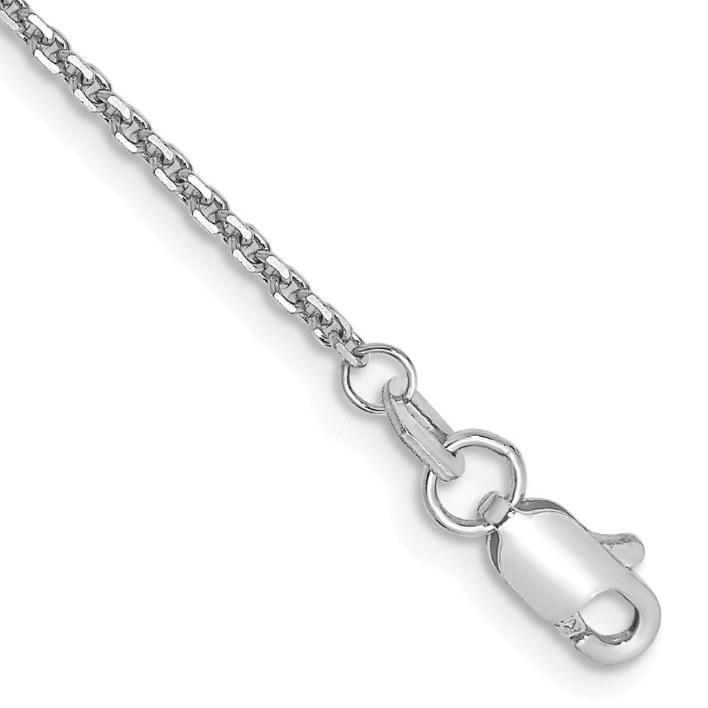 14K White Gold Diamond-cut Cable with Lobster Clasp Anklet