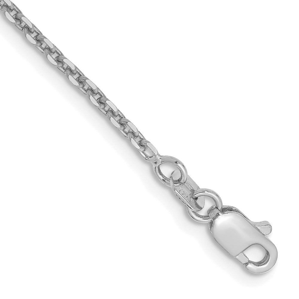 14K White Gold Diamond-cut Cable with Lobster Clasp Anklet