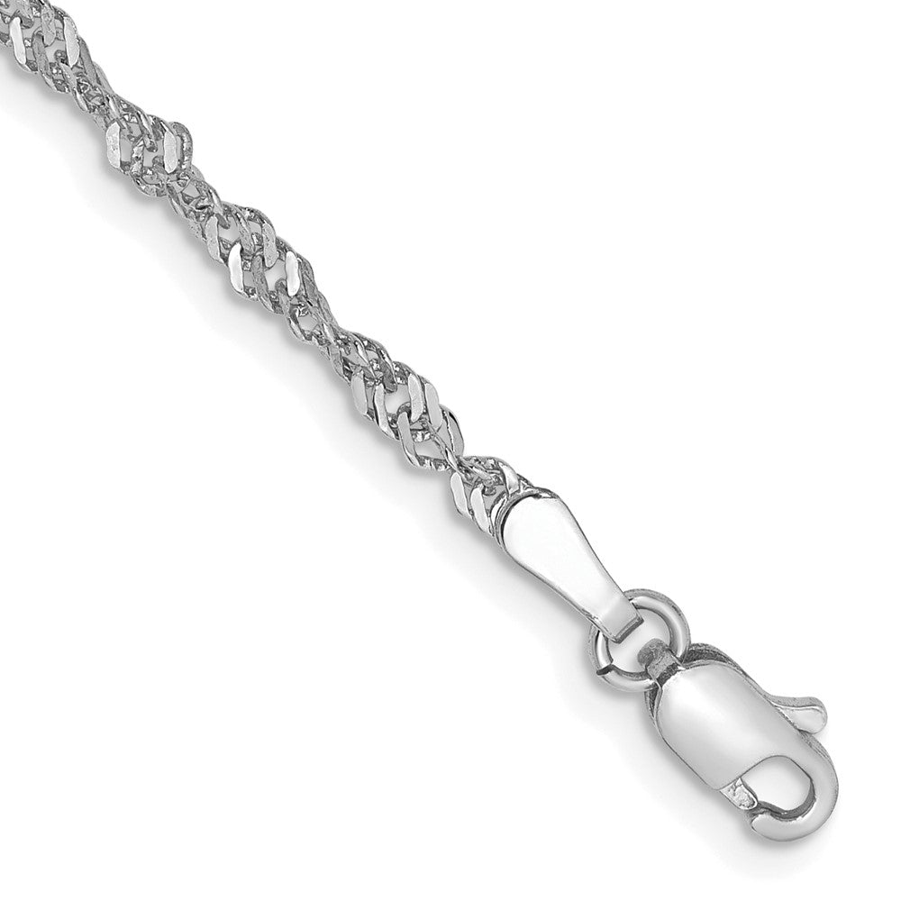 14K White Gold 7 inch 2.0mm Singapore with Lobster Clasp Chain