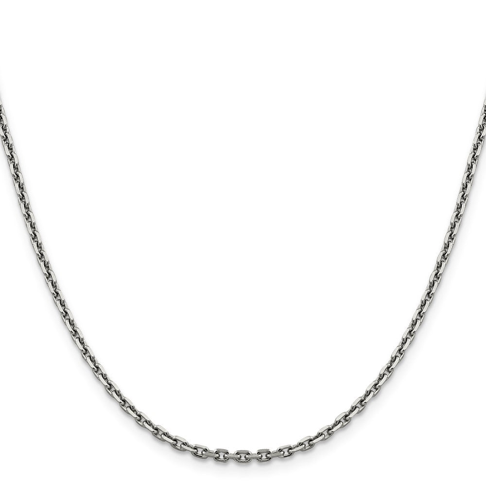 14K White Gold Diamond-cut Cable with Lobster Clasp Chain