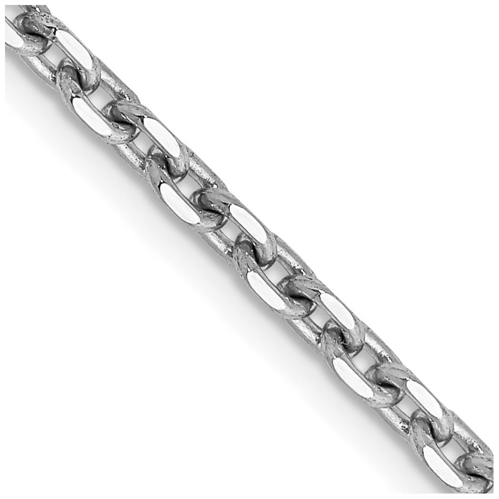 14K White Gold Diamond-cut Cable with Lobster Clasp Chain