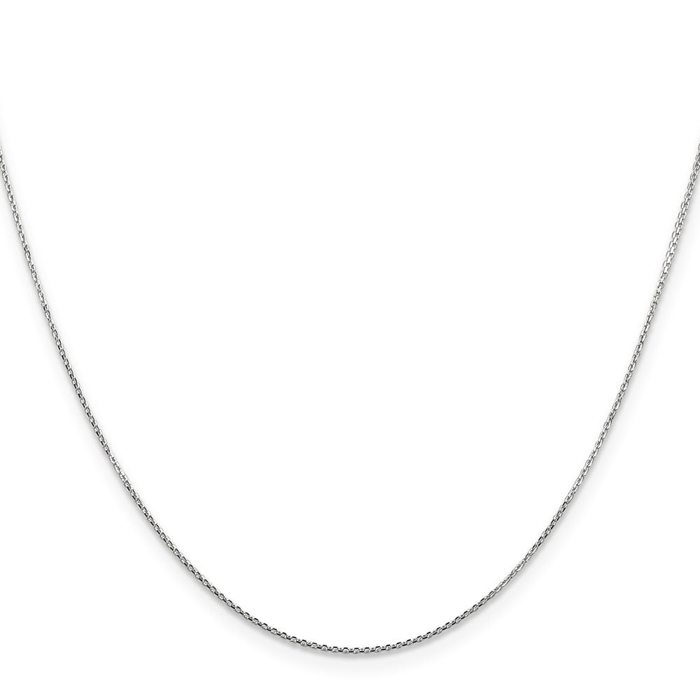 14K White Gold Diamond-cut Round Open Link Cable with Lobster Clasp Chain