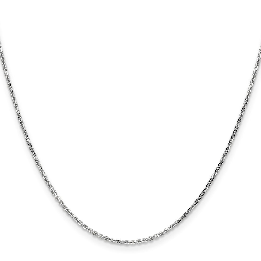 14K White Gold Diamond-cut Round Open Link Cable with Lobster Clasp Chain