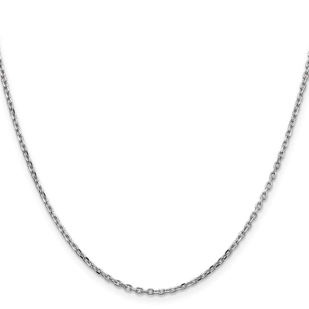 14K White Gold Diamond-cut Round Open Link Cable with Lobster Clasp Chain