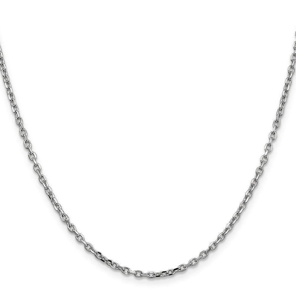 14K White Gold Diamond-cut Round Open Link Cable with Lobster Clasp Chain