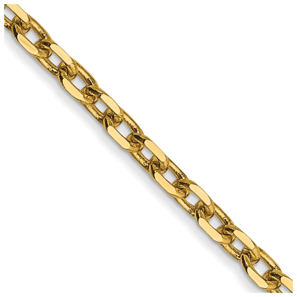 14K Diamond-cut Round Open Link Cable with Lobster Clasp Chain