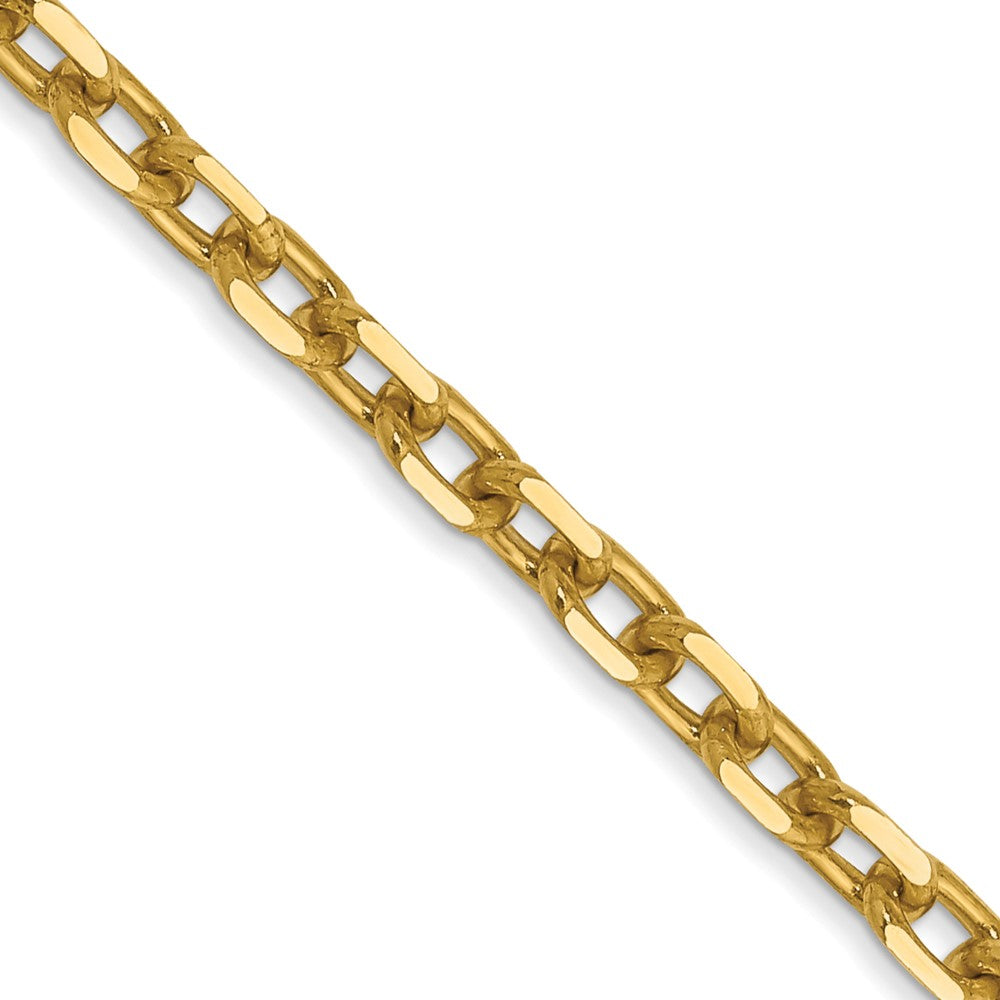 14K Diamond-cut Round Open Link Cable with Lobster Clasp Chain