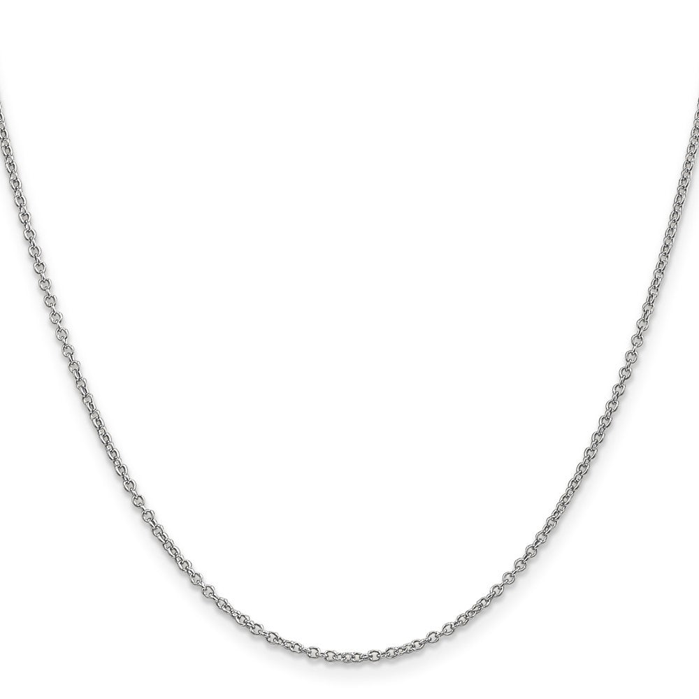 14K White Gold Round Open Wide Link Cable with Lobster Clasp Chain