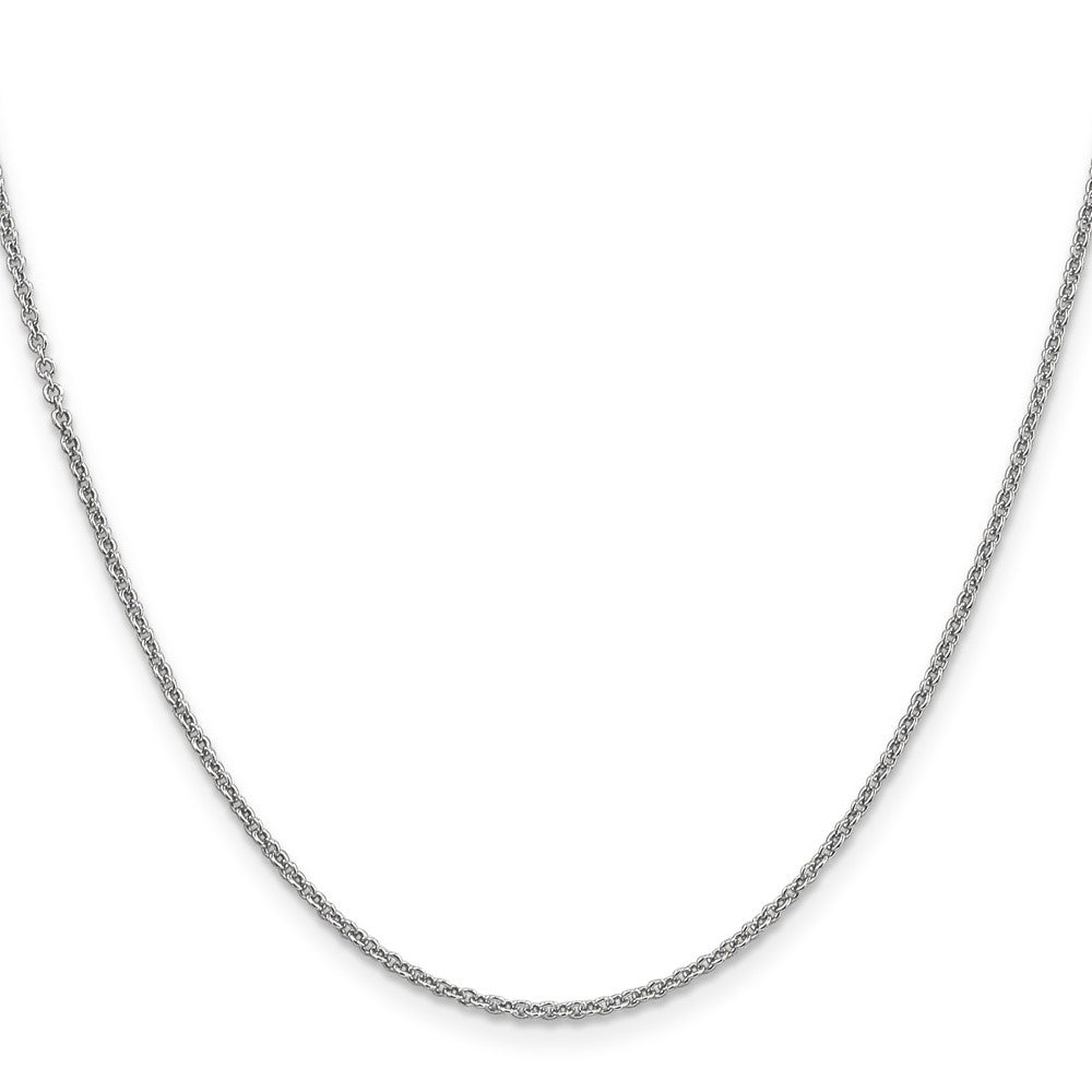 14K White Gold Round Open Link Cable with Lobster Clasp Chain