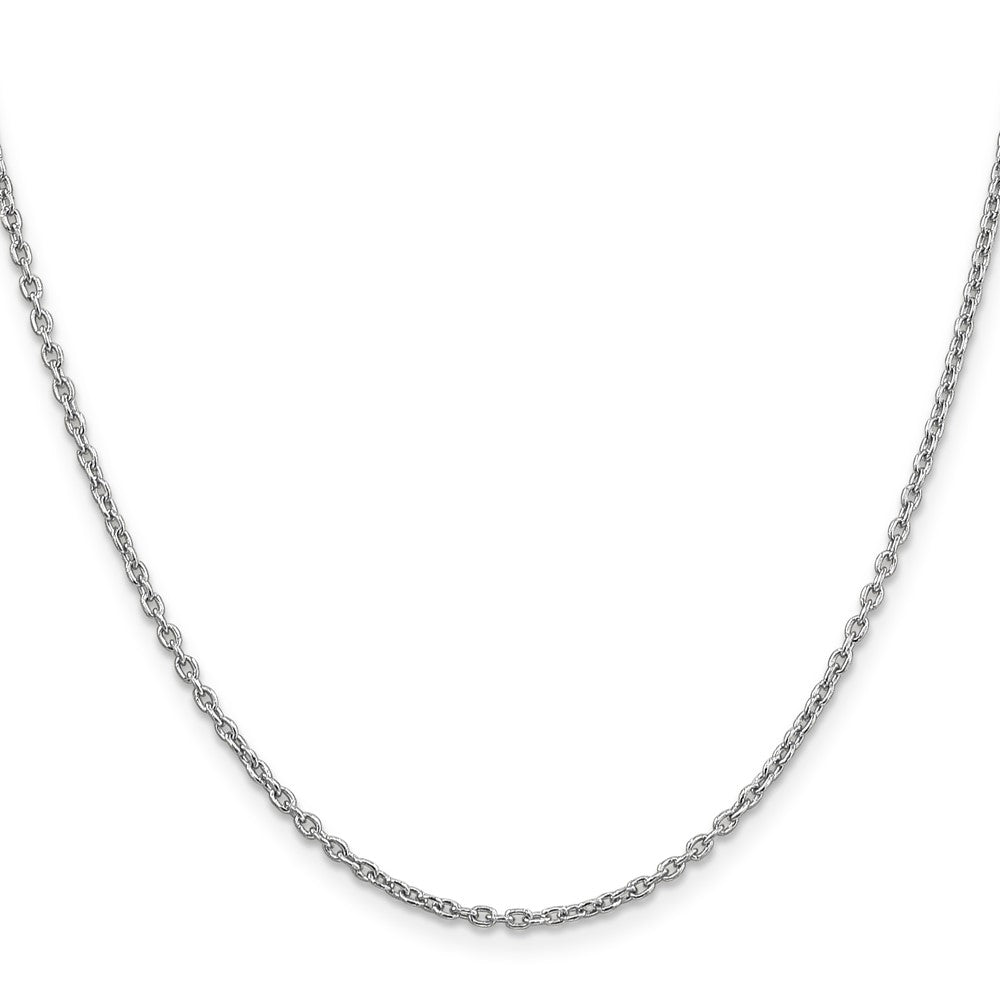 14K White Gold Round Open Link Cable with Lobster Clasp Chain