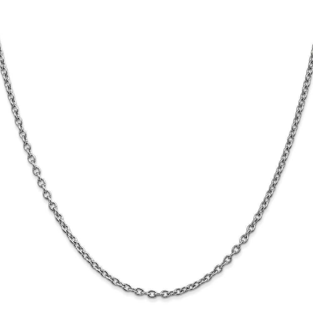 14K White Gold Round Open Link Cable with Lobster Clasp Chain