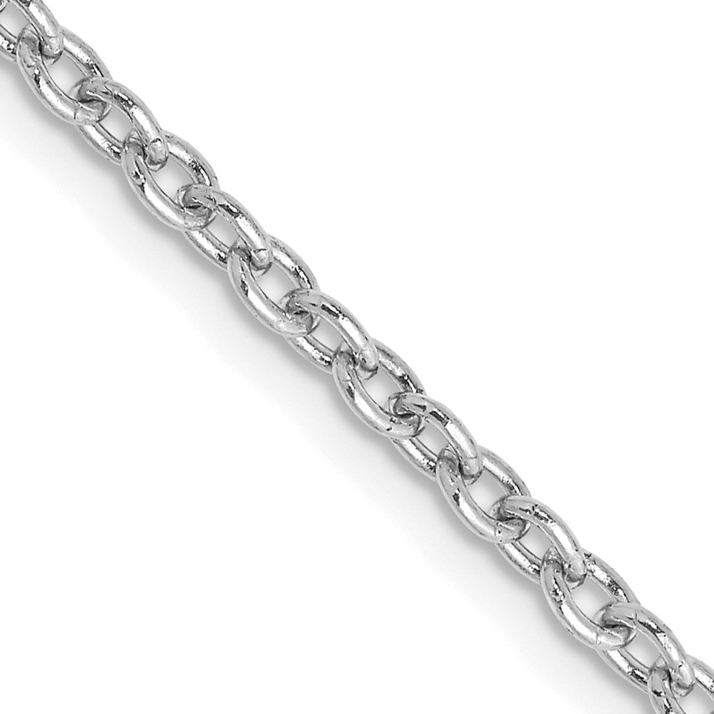 14K White Gold Round Open Link Cable with Lobster Clasp Chain