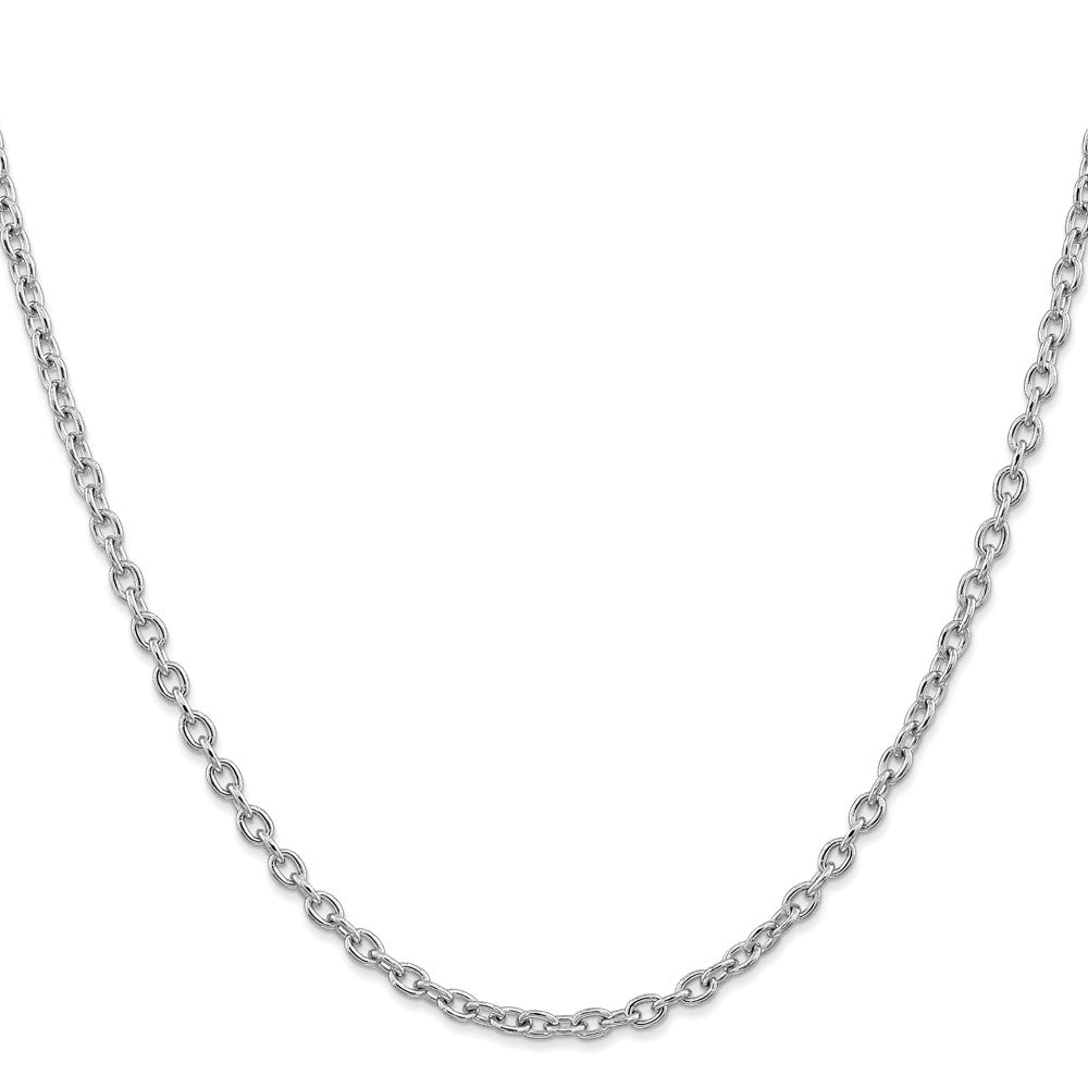 14K White Gold Round Open Link Cable with Lobster Clasp Chain