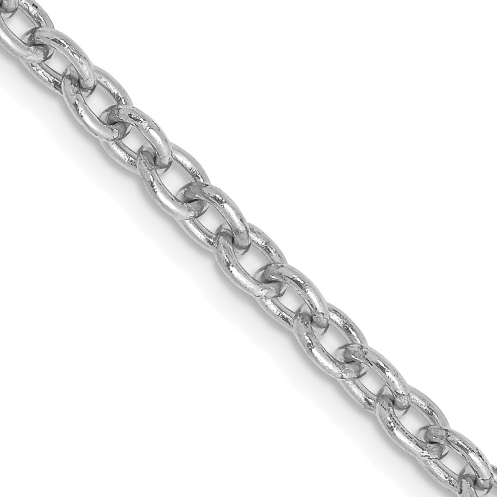 14K White Gold Round Open Link Cable with Lobster Clasp Chain