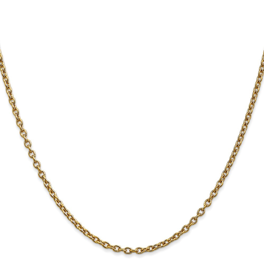 14K Round Open Link Cable with Lobster Clasp Chain