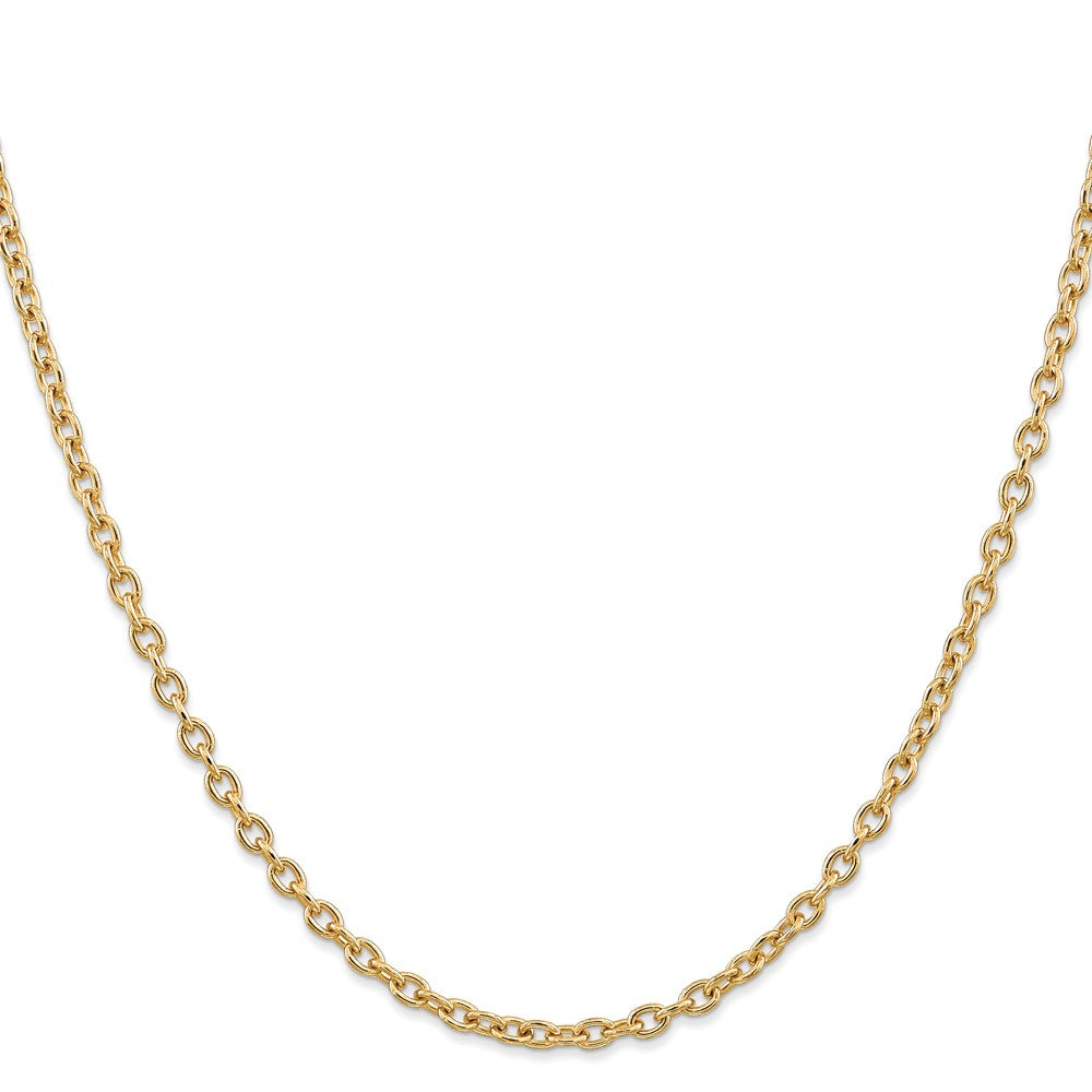 14K Round Open Link Cable with Lobster Clasp Chain