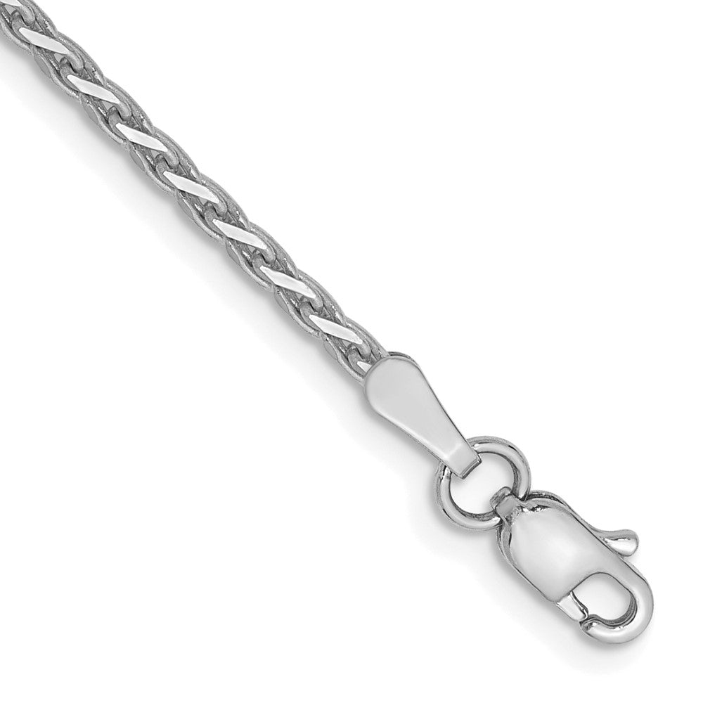 14K White Gold Diamond-cut Parisian Wheat with Lobster Clasp Anklet