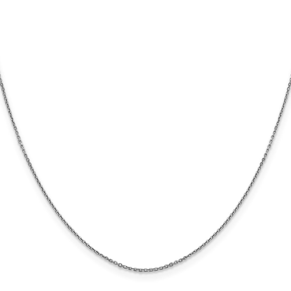 14K White Gold Diamond-cut Round Open Link Cable with Lobster Clasp Chain