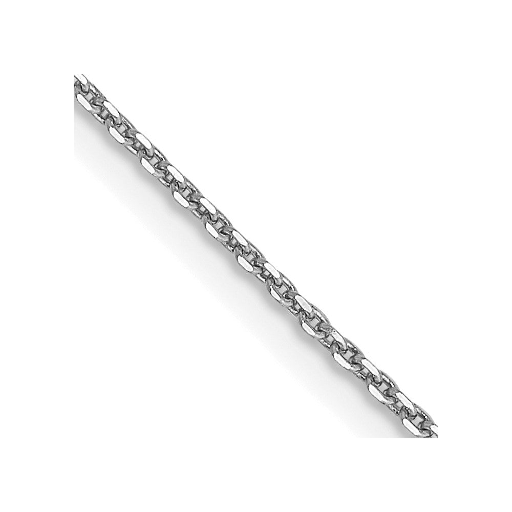 14K White Gold Diamond-cut Round Open Link Cable with Lobster Clasp Chain