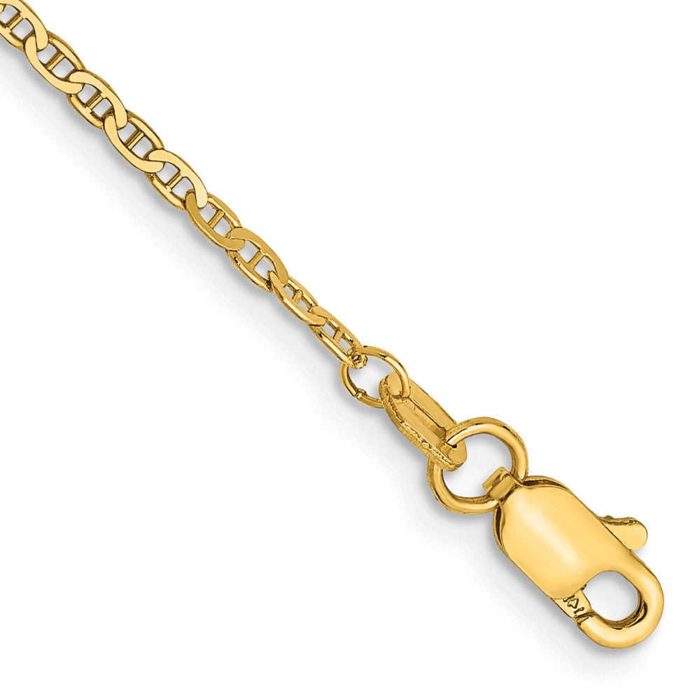 14K Lightweight Flat Anchor Link with Lobster Clasp Anklet