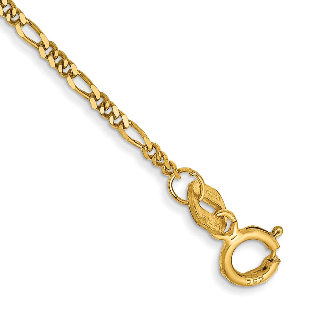 14K 7 inch 1.25mm Flat Figaro with Spring Pendant Ring Pendant Bracelet