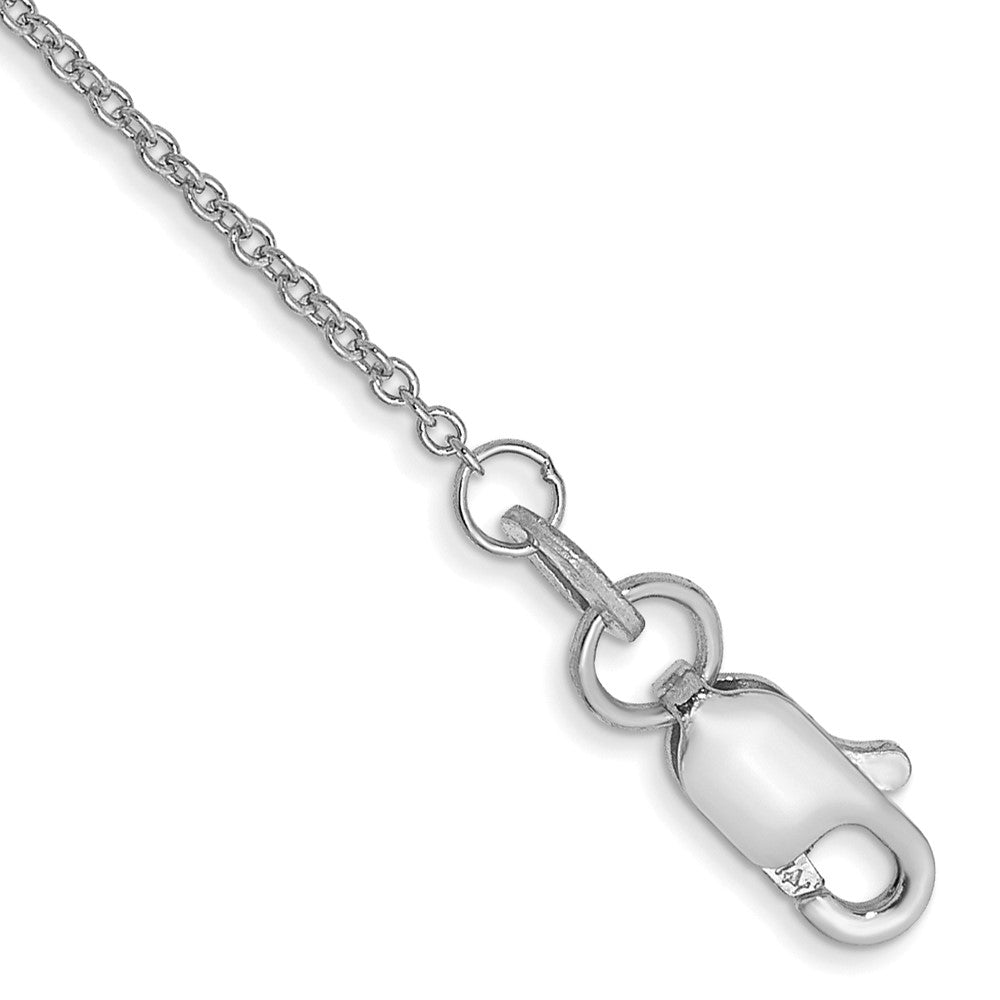 14K White Gold Round Open Link Cable with Lobster Clasp Anklet