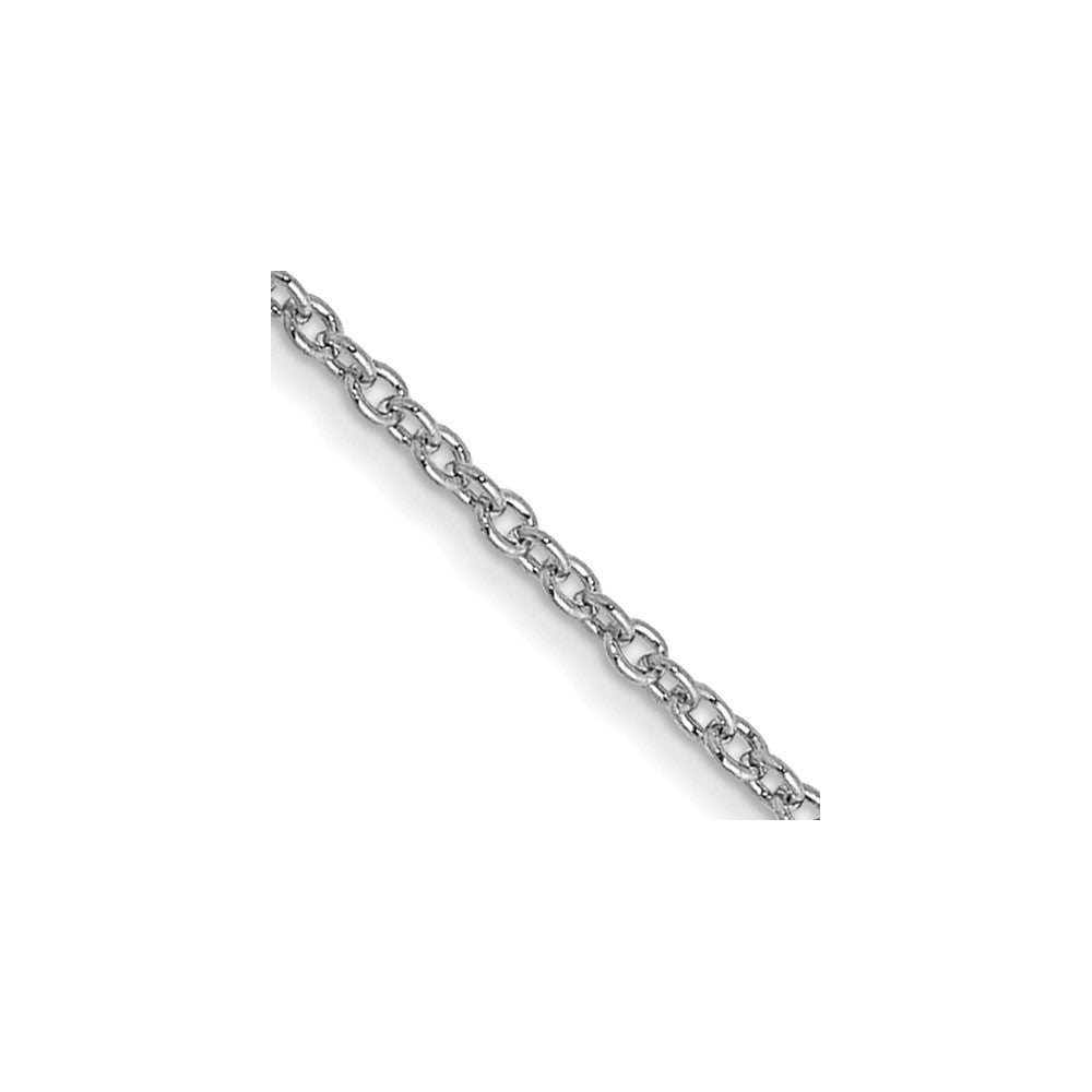 14K White Gold Round Open Link Cable with Lobster Clasp Chain