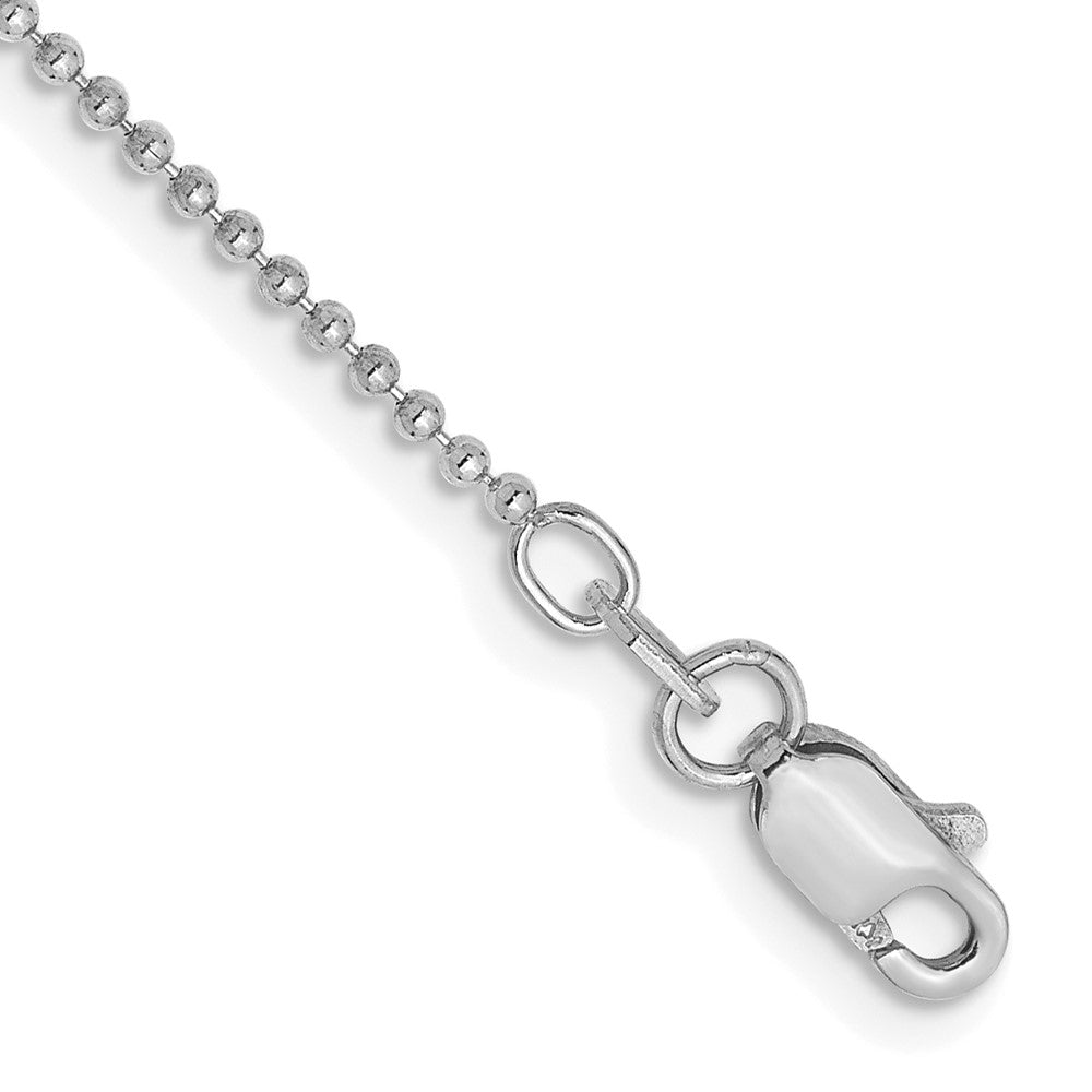 14K White Gold Diamond-cut Beaded with Lobter Clasp Anklet