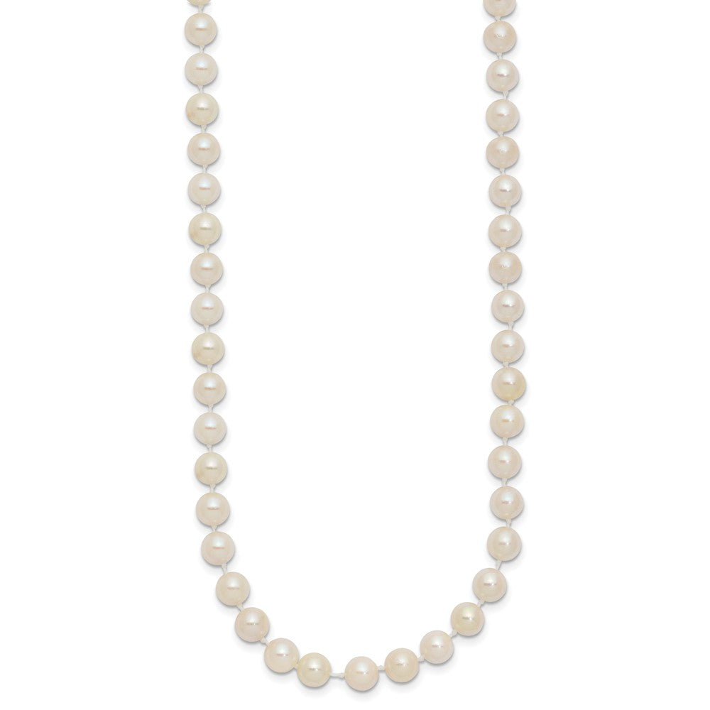 14k 5- Round White Saltwater Akoya Cultured Pearl Necklace