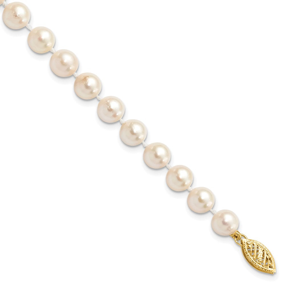 14k 6- White Round Akoya Saltwater Cultured Pearl Bracelet