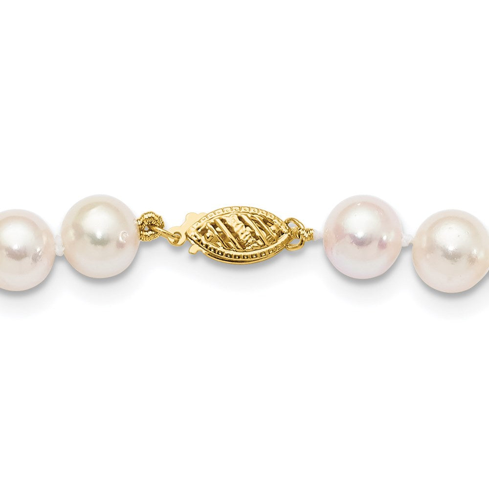 14k 8- Round White Saltwater Akoya Cultured Pearl Necklace