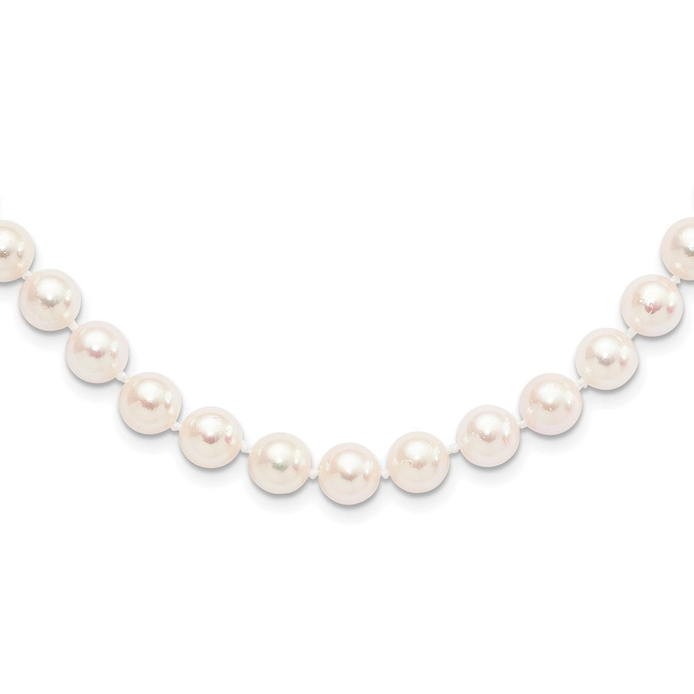 14k 8- Round White Saltwater Akoya Cultured Pearl Necklace