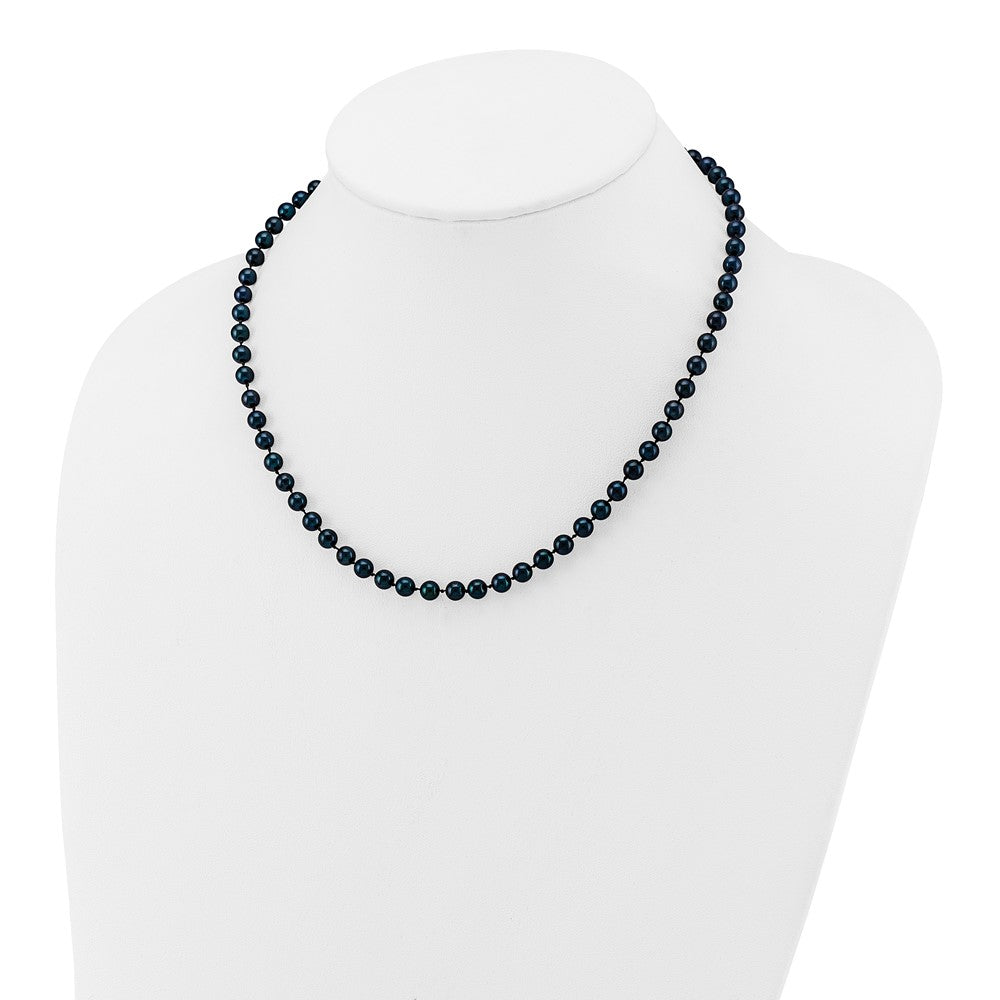 14k White Gold 5- Black Round Akoya Saltwater Cultured Pearl Necklace