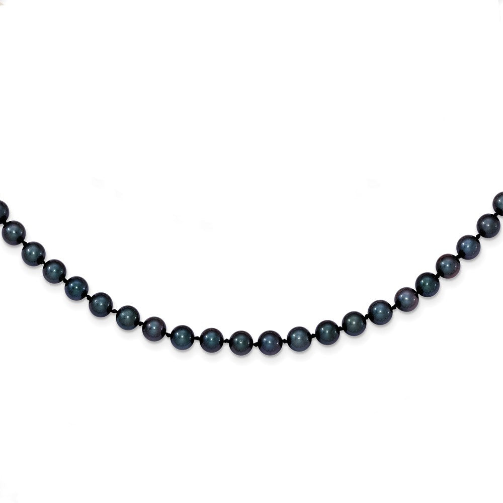 14k White Gold 5- Black Round Akoya Saltwater Cultured Pearl Necklace