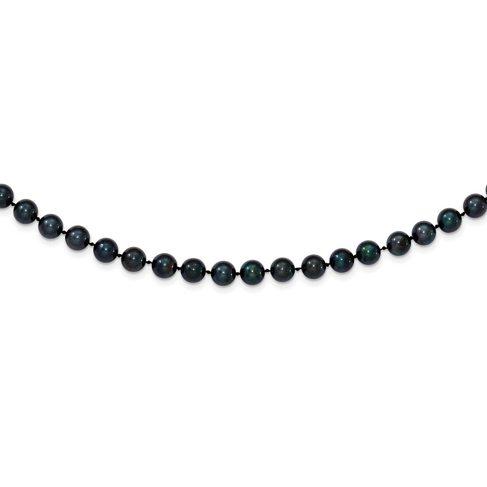 14k White Gold 6- Round Black Saltwater Akoya Cultured Pearl Necklace