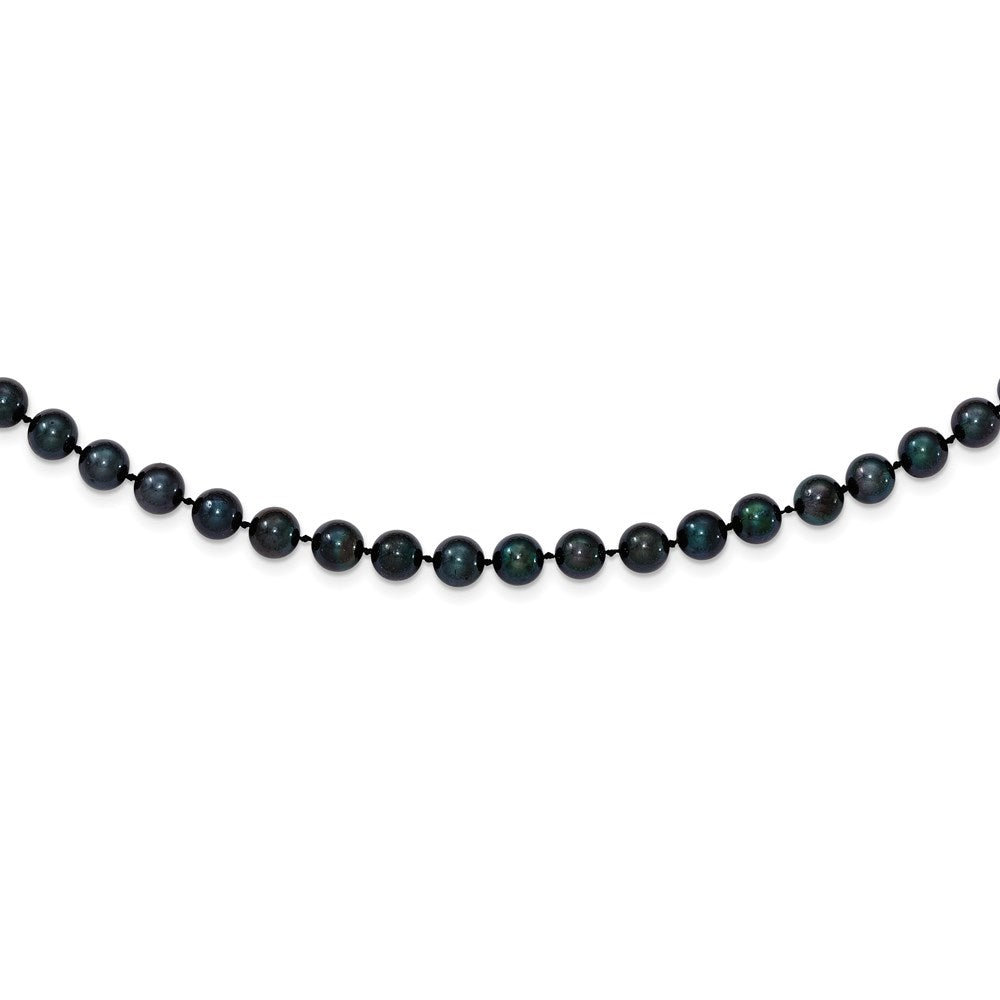 14k White Gold 6- Black Round Akoya Saltwater Cultured Pearl Necklace