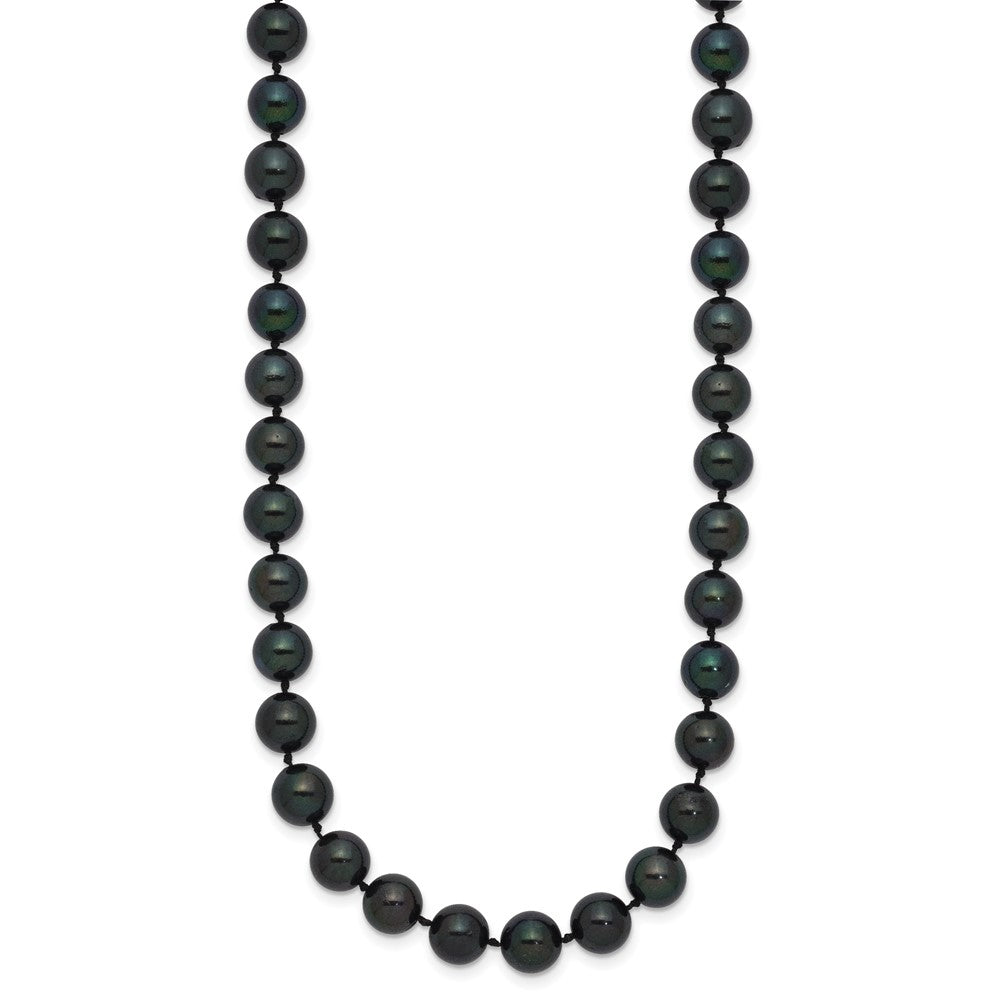 14k White Gold 7- Black Round Akoya Saltwater Cultured Pearl Necklace