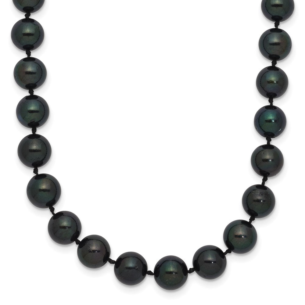 14k White Gold 7- Black Round Akoya Saltwater Cultured Pearl Necklace
