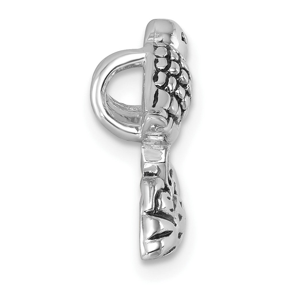 Sterling Silver Rhodium-plated Antiqued Sandpiper Chain Slide