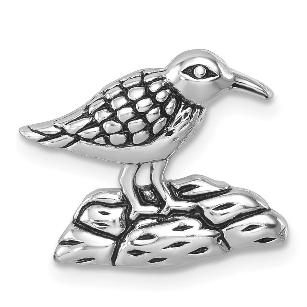 Sterling Silver Rhodium-plated Antiqued Sandpiper Chain Slide