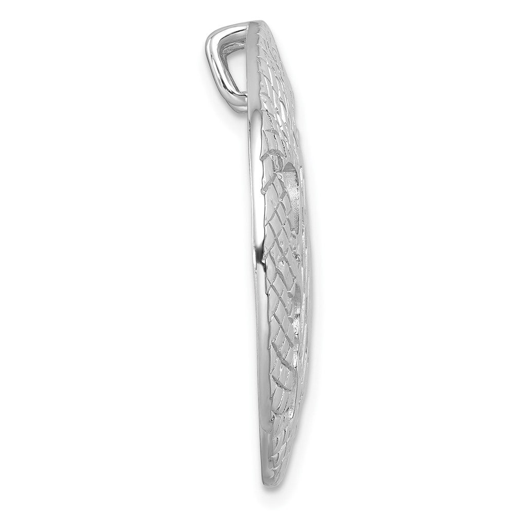 Sterling Silver Rhodium-Plated Polished and Textured Cutout Turtle Chain Slide